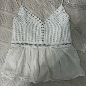 Hollister white flowy crop top